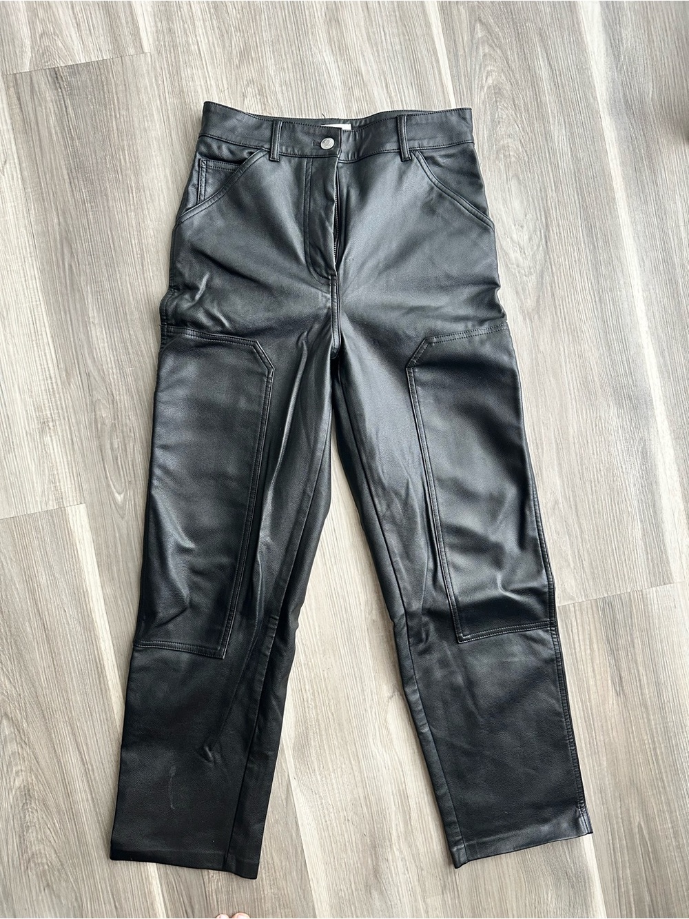 Wilfred Black Faux-Leather Straight Leg Pants